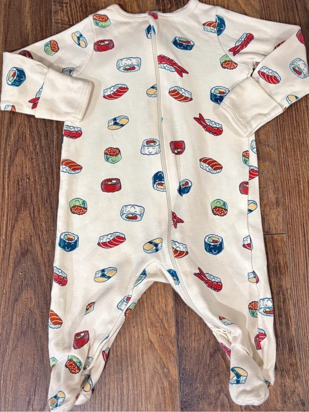 wonder nation Cream Footed One-Piece with Sushi Print